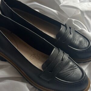 Clarks Black Leather Loafers for Women
